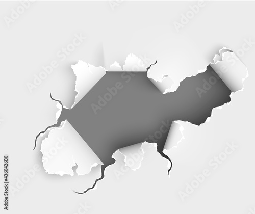 ragged Hole torn in ripped paper on transparent background