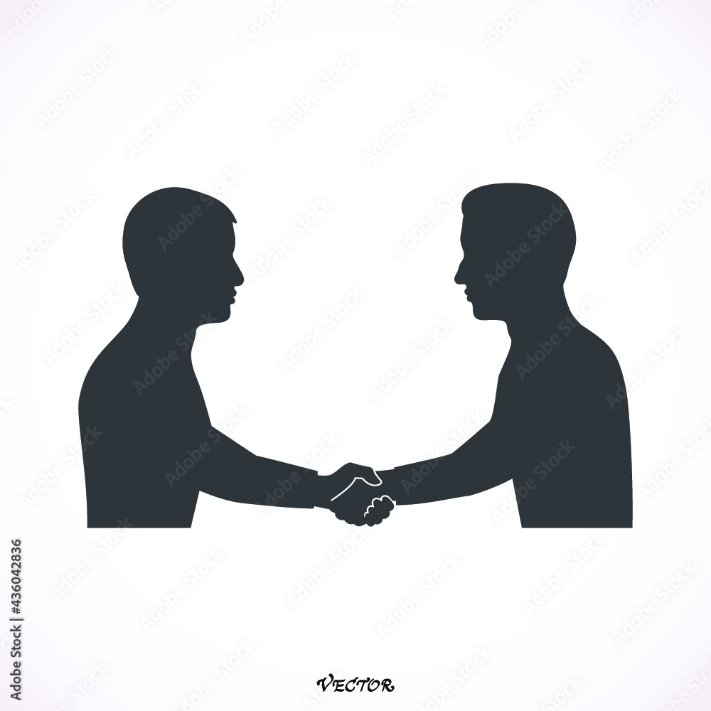 Business handshake in office. Vector illustration design element. Flat style design icon