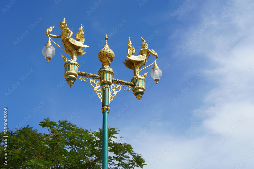 Lamps light poles in the shape of characters in Thai literature Kinnaree Lamps light poles in the shape of characters in Thai literature Kinnaree