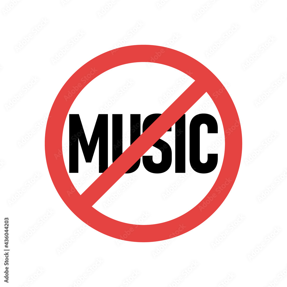 No music line icon, prohibition and forbidden. No music sign vector. No music line icon, prohibition and forbidden. No music sign vector.