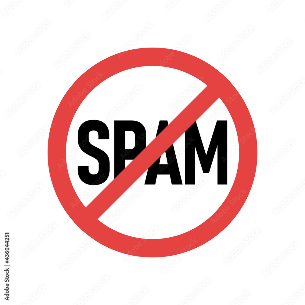 No SPAM sign on white background. Flat style. Anti spam sign. No SPAM sign on white background. Flat style. Anti spam sign.