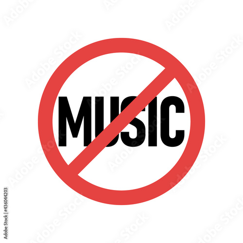 No music line icon, prohibition and forbidden. No music sign vector.