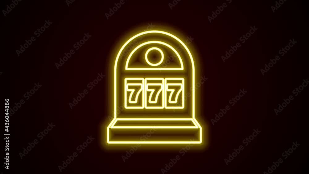 Glowing neon line Slot machine with lucky sevens jackpot icon isolated on black background. 4K Video motion graphic animation Glowing neon line Slot machine with lucky sevens jackpot icon isolated on black background. 4K Video motion graphic animation