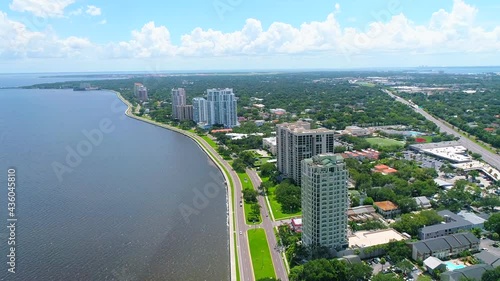 Aerial view of Bayshore Blvd in Tampa, FL photo