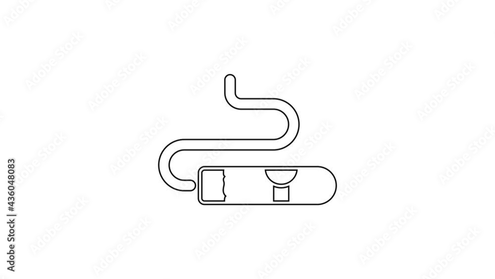 Black line Cigar icon isolated on white background. 4K Video motion graphic animation Black line Cigar icon isolated on white background. 4K Video motion graphic animation