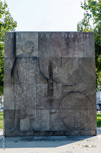 Carl Benz monument in Mannheim, Baden-Württemberg, Germany, Europe