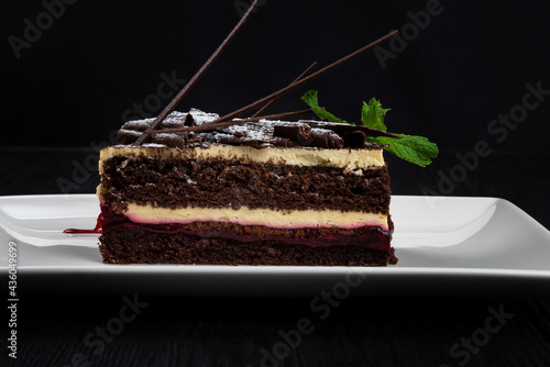 Plate with piece of delicio...