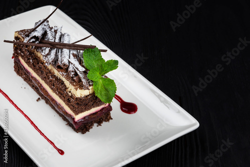 Plate with piece of delicio...