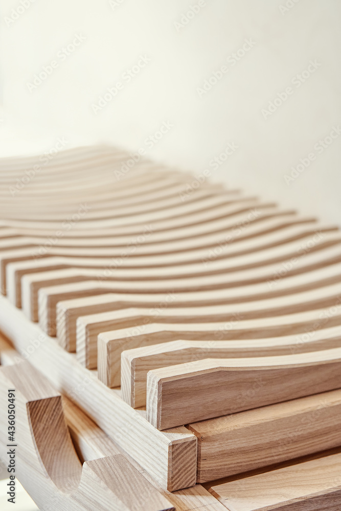 Dishes drying rack made of solid ash timber near plywood cabinet Dishes drying rack made of solid ash timber near plywood cabinet