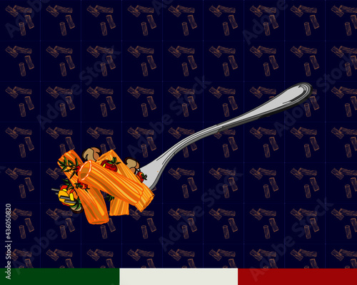 rigatoni herbs and parmigiano italian food