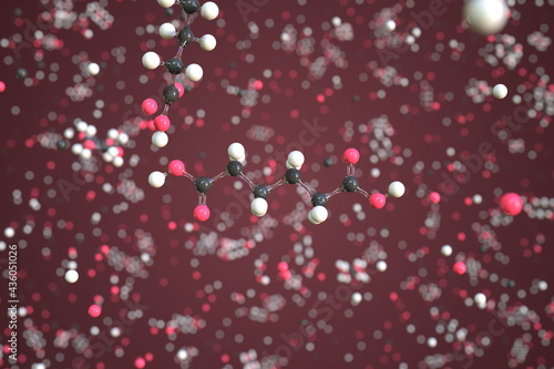 Adipic acid molecule. Conceptual molecular model. Chemical 3d rendering photo