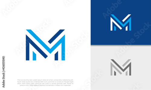 Initial M. MM logo design. Innovative high tech logo template. Template label for blockchain technology.