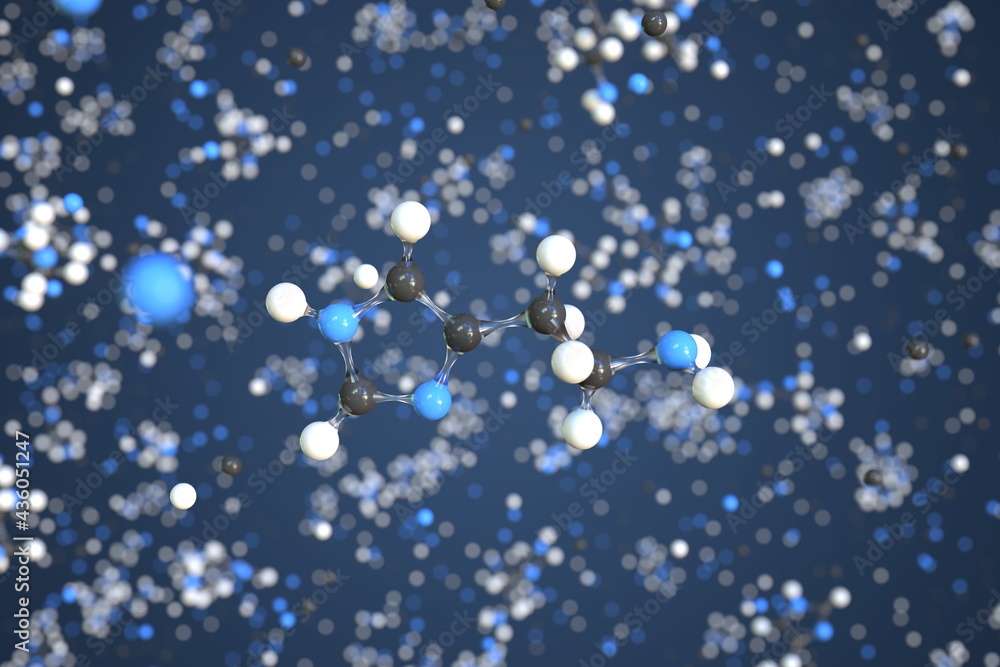 Histamine molecule made with balls, conceptual molecular model. Chemical 3d rendering Histamine molecule made with balls, conceptual molecular model. Chemical 3d rendering
