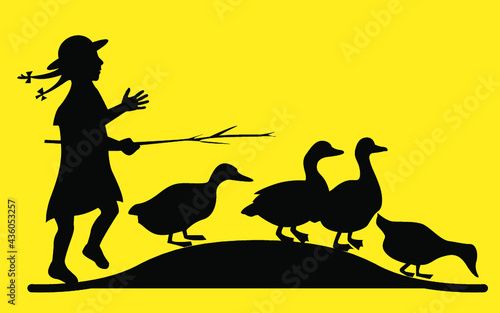 gardienne de canard, ancien, autrefois