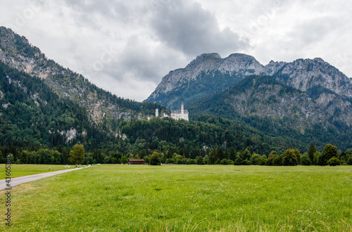 View at Neuschwanstein castle (built by King Ludwig II) in Schwangau, Bavaria, Germany, Europe 