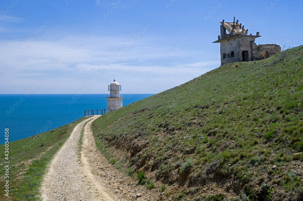 The road to the lighthouse. Cape Meganom, Crimea.