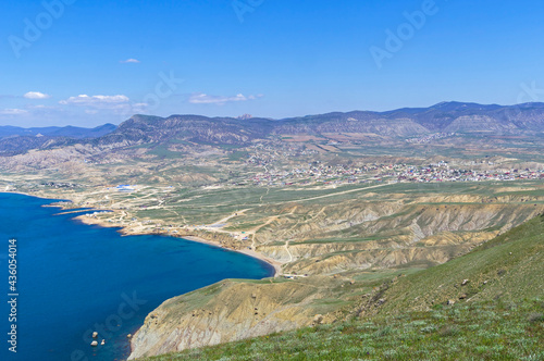 View from the slope of Cape Meganom to the Kapsel valley. Crimea.