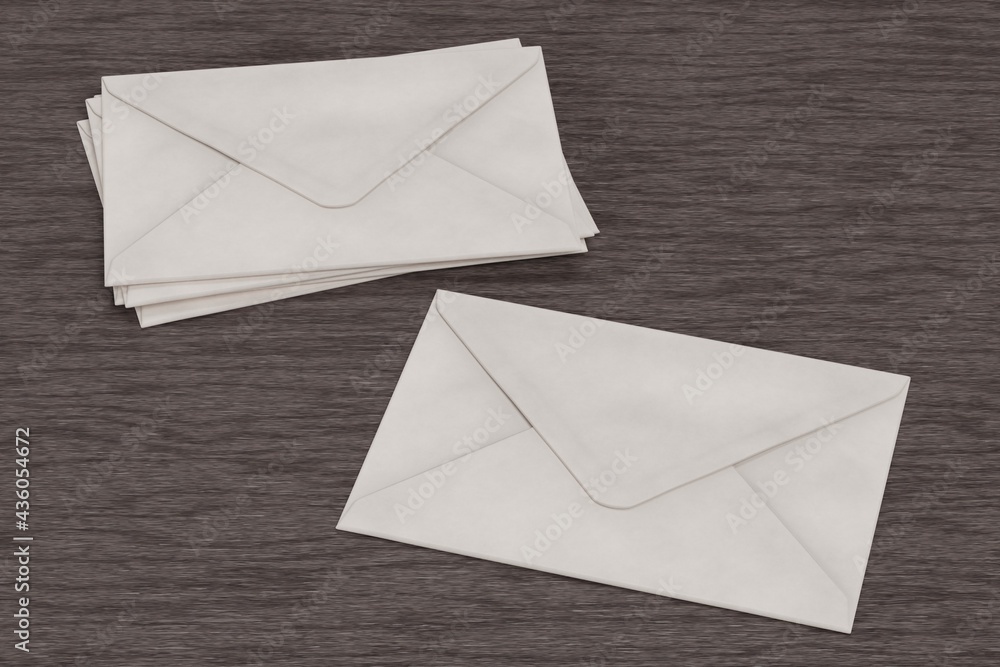 Realistic 3D Render of Paper Envelopes Realistic 3D Render of Paper Envelopes