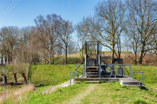 Scenics Fortress Everdingen with inlet sluice Beersluis part of the Nieuwe Hollandse Waterlinie in Vijfheerenlanden, Utrecht in The Netherlands © HildaWeges