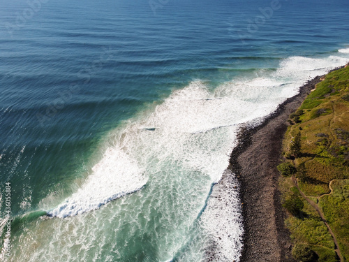 Aerial view of Lenox Point surf spot in Lennox Head, New South Wales, Australia