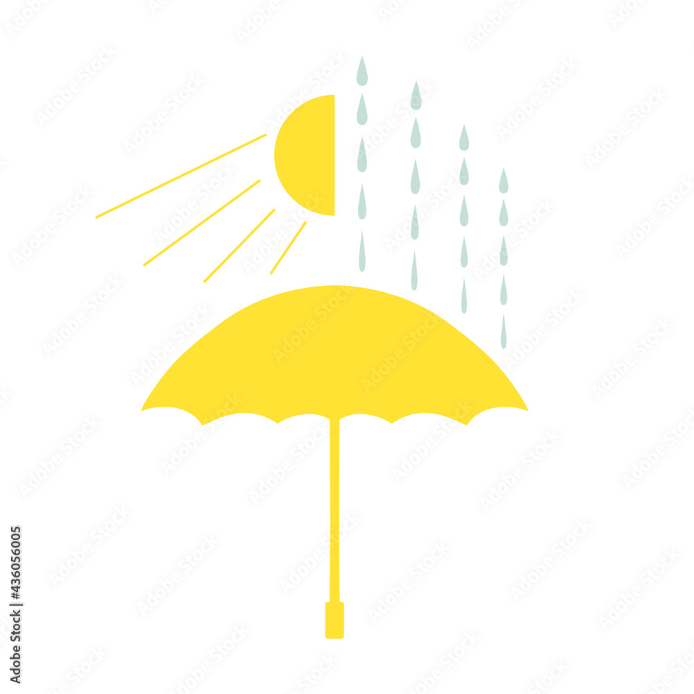 Minimalistic icon of the umbrella, rain and sun Minimalistic icon of the umbrella, rain and sun