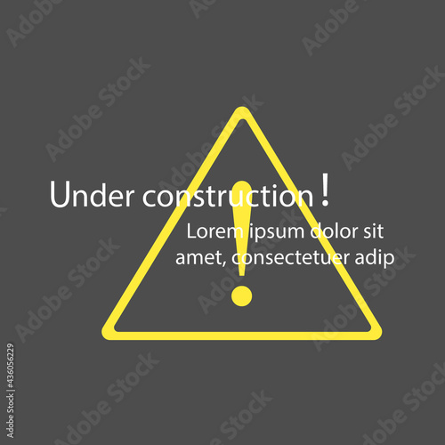 Under construction website page vector illustration. Web, warning banner