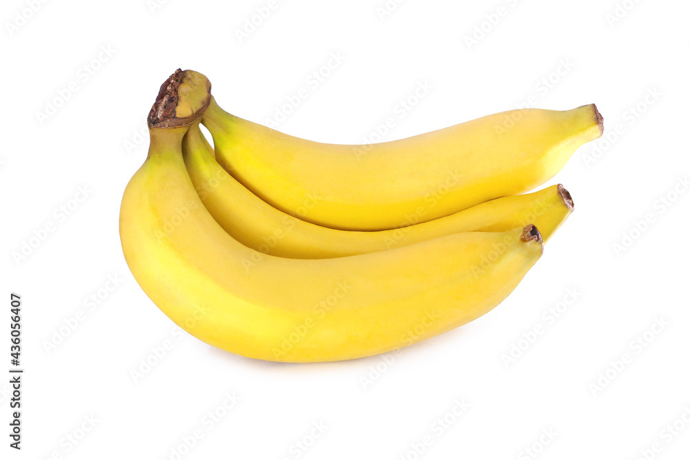 Bunch of yellow bananas isolated on white background.