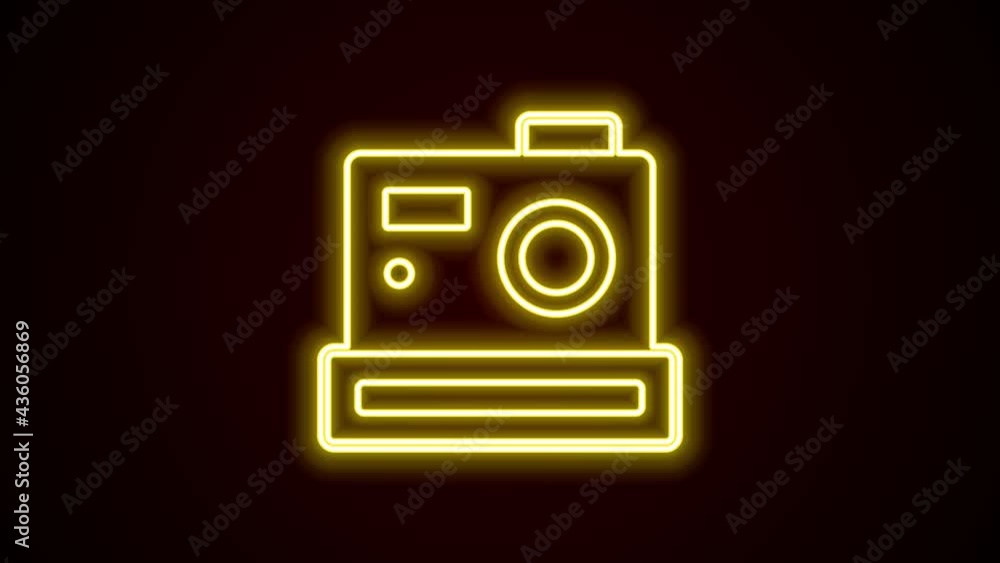 Glowing neon line Photo camera icon isolated on black background. Foto camera. Digital photography. 4K Video motion graphic animation Glowing neon line Photo camera icon isolated on black background. Foto camera. Digital photography. 4K Video motion graphic animation