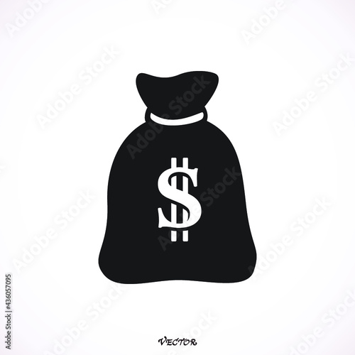 Money bag icon. Vector illustration design element. Flat style design.