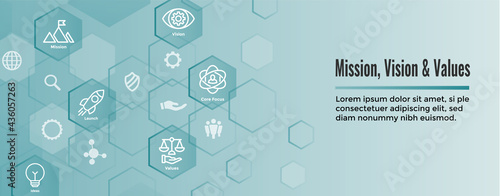 Mission Vision Values Icon Set and Web Header Banner