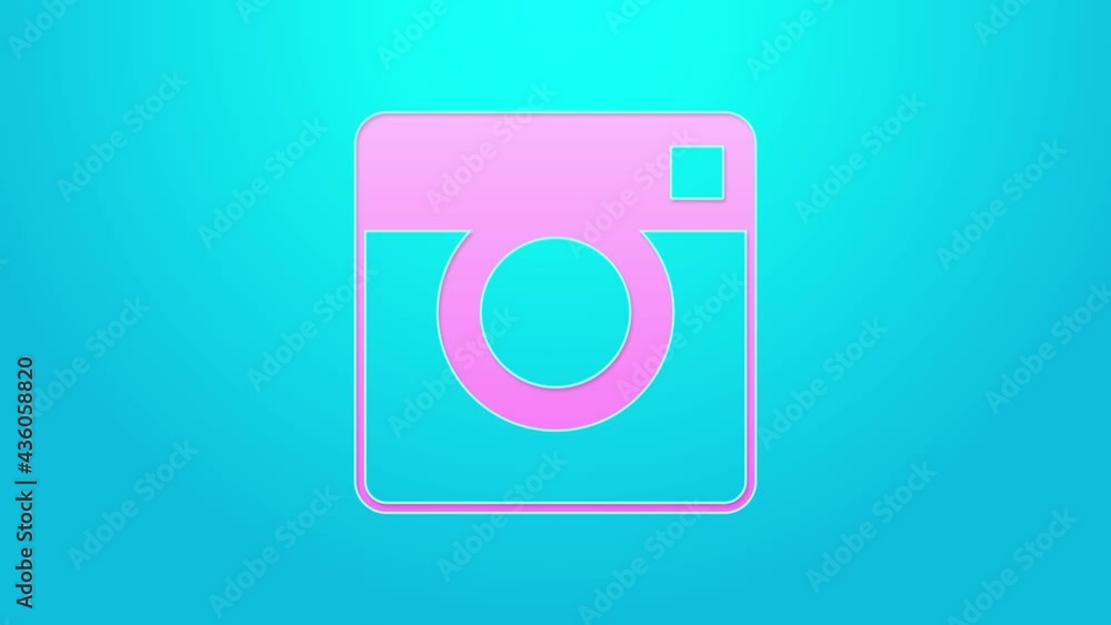 Pink line Photo camera icon isolated on blue background. Foto camera. Digital photography. 4K Video motion graphic animation Pink line Photo camera icon isolated on blue background. Foto camera. Digital photography. 4K Video motion graphic animation