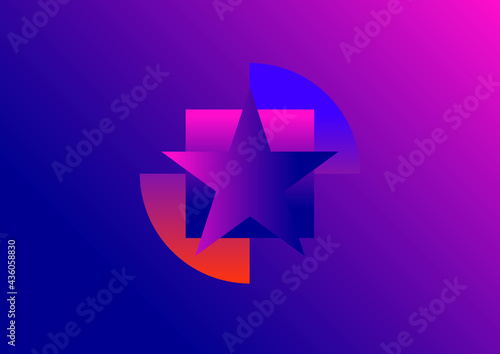 Purple and pink gradient background with geometric shape design. Minimalist backdrop with simple design.