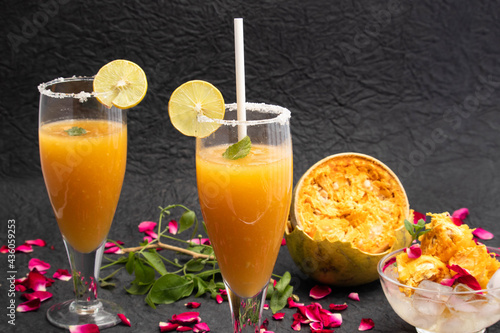 Bel Ka Sharbat Or Bael Juice Of Wood Apple Also Known As Indian Belgiri, Bili, Bhel, Shirphal. It Cleanses And Strengthens Liver, Digestive System, Regulates Bowel Movement And Cures Abdominal Disease