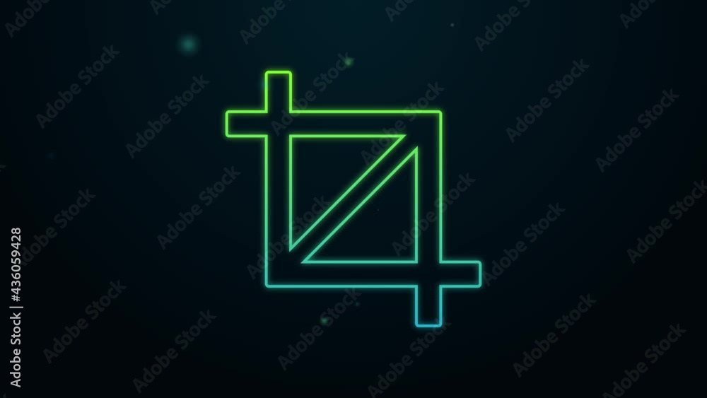 Glowing neon line Picture crop photo icon isolated on black background. 4K Video motion graphic animation Glowing neon line Picture crop photo icon isolated on black background. 4K Video motion graphic animation