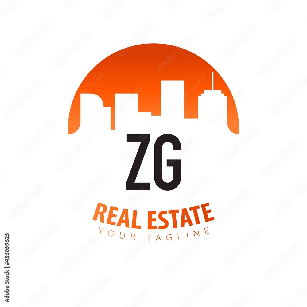 Initial Letter ZG Real Estate Creative Logo Design Template. Real estate template logo - obrazy, fototapety, plakaty 