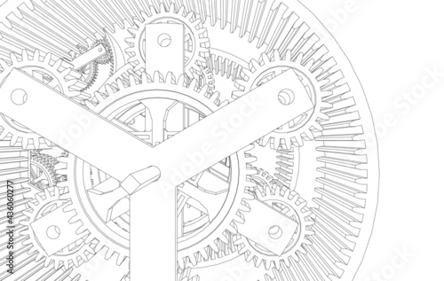 gears cogs mechanism vector 3d illustration