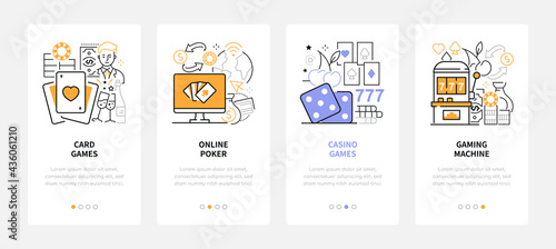 Gambling - modern line design style web banners