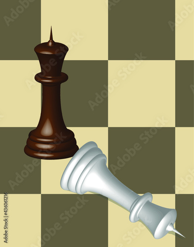 Chess pieces, two kings one lie, vector