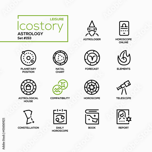 Astrology concept - line design style icons set