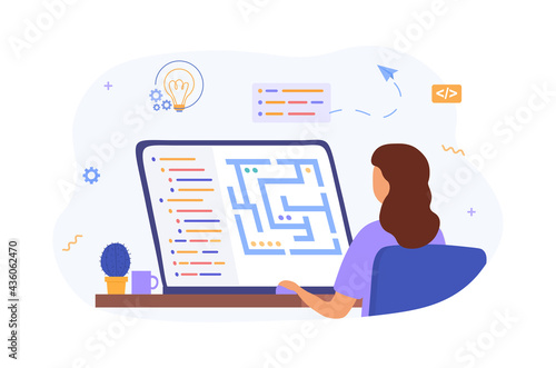 monitor of graphic animator creating video game