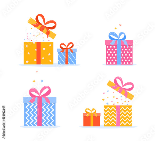 Collection realistic square gift box presents