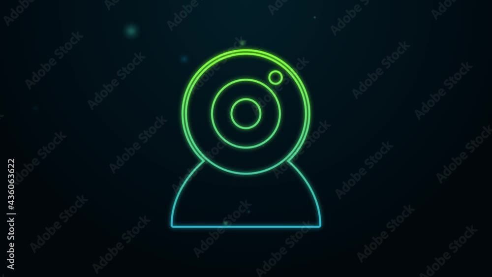 Glowing neon line Web camera icon isolated on black background. Chat camera. Webcam icon. 4K Video motion graphic animation Glowing neon line Web camera icon isolated on black background. Chat camera. Webcam icon. 4K Video motion graphic animation