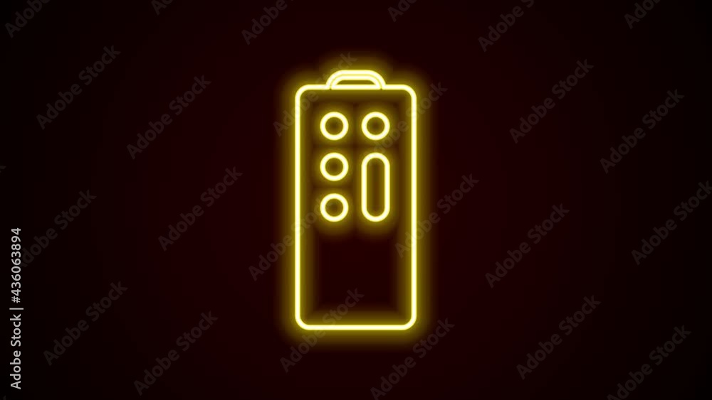Glowing neon line Remote control icon isolated on black background. 4K Video motion graphic animation Glowing neon line Remote control icon isolated on black background. 4K Video motion graphic animation