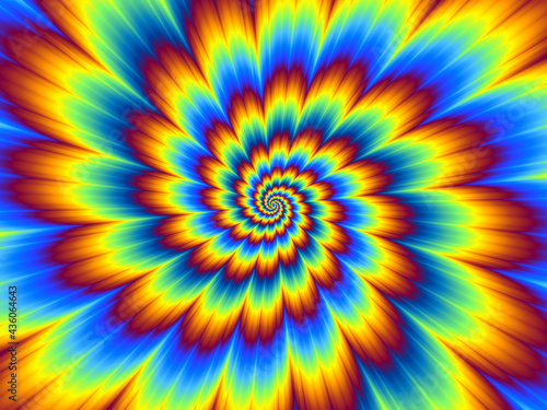 Pulsing fiery flower. Optical illusion of movement. 