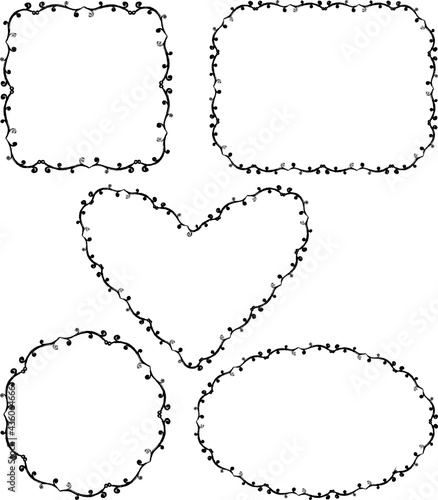 Set of decorative drawn borders  in various shapes