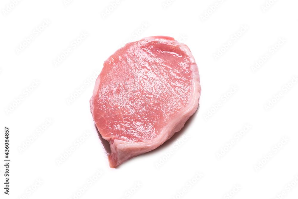 Raw pork pieces isolated on a white background. Raw pork pieces isolated on a white background.