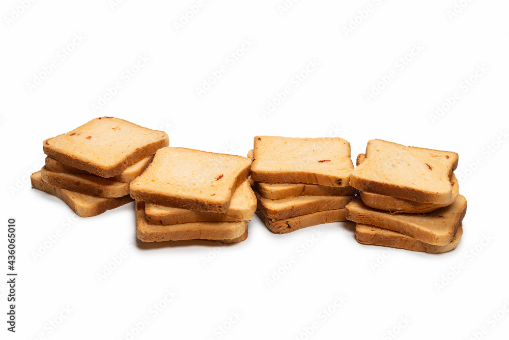Delicious bread slices isolated on a white background. Delicious bread slices isolated on a white background.