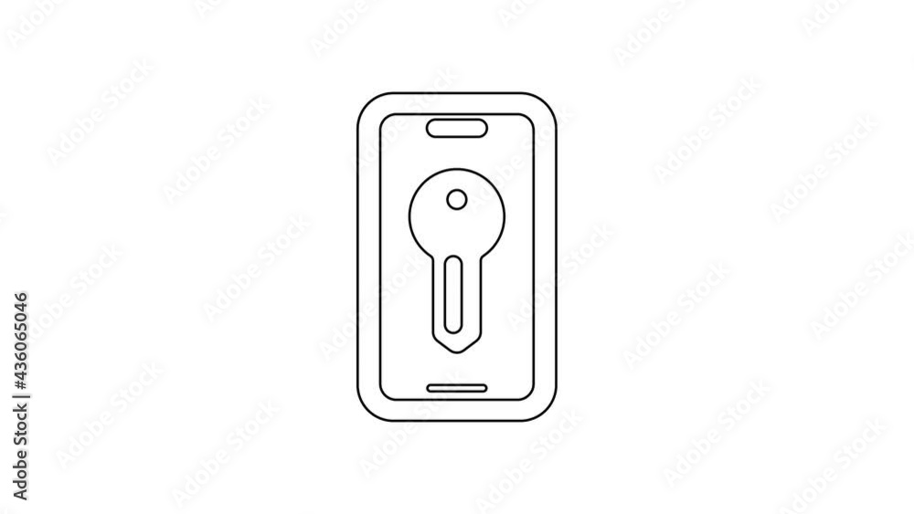 Black line Smart key icon isolated on white background. 4K Video motion graphic animation Black line Smart key icon isolated on white background. 4K Video motion graphic animation