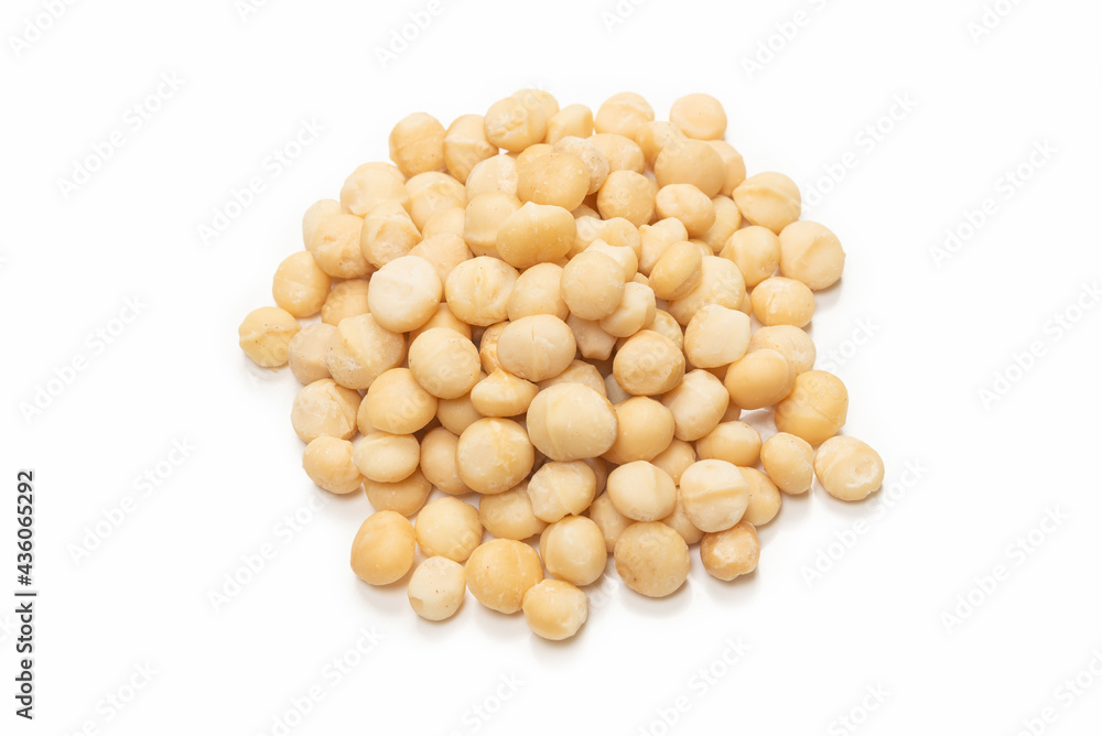Macadamia nuts isolated on white background. Macadamia nuts isolated on white background.