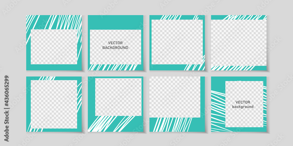 Trendy vector set for social media, social network stories and post, mobile apps, banners, web ads. Template geometric transparanted background with copy space. Editable frame, mockup for advertising